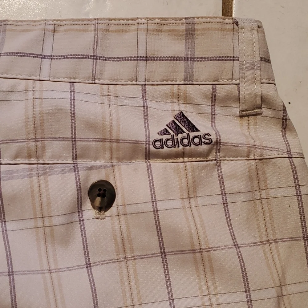 Adidas Shorts Mens Size 36 Golf Plaid Bermuda Tan